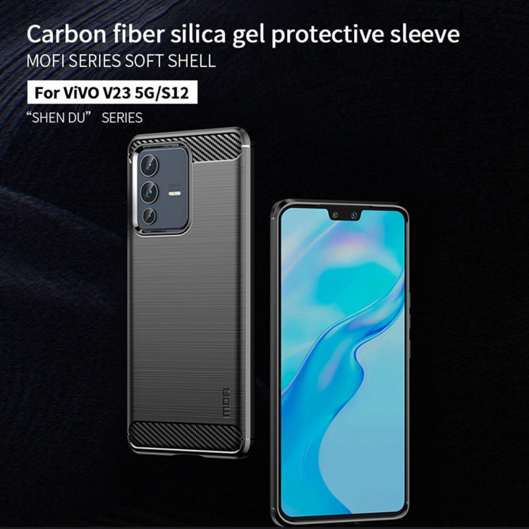 For vivo V23 5G/S12 MOFI Gentleness Series Brushed Texture Carbon Fiber Soft TPU Phone Case(Gray) - vivo Cases by MOFI | Online Shopping South Africa | PMC Jewellery