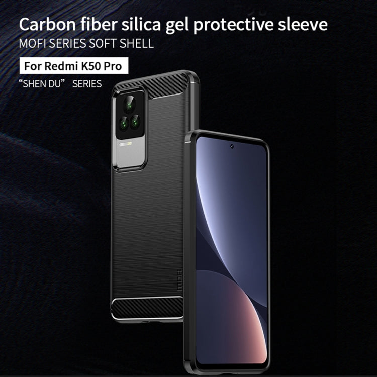 For Xiaomi Redmi K50 / K50 Pro MOFI Gentleness Brushed Carbon Fiber Soft TPU Case(Blue) - Xiaomi Cases by MOFI | Online Shopping South Africa | PMC Jewellery | Buy Now Pay Later Mobicred