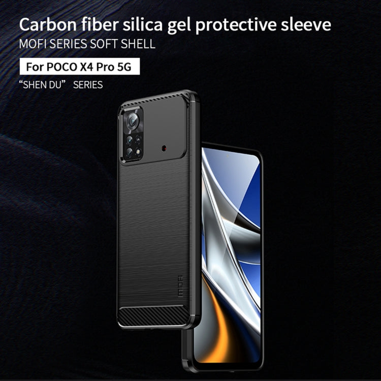 For Xiaomi Poco X4 Pro 5G MOFI Gentleness Brushed Carbon Fiber Soft TPU Case(Gray) - Xiaomi Cases by MOFI | Online Shopping South Africa | PMC Jewellery | Buy Now Pay Later Mobicred