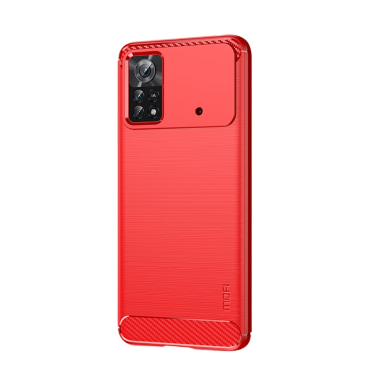 For Xiaomi Poco X4 Pro 5G MOFI Gentleness Brushed Carbon Fiber Soft TPU Case(Red) - Xiaomi Cases by MOFI | Online Shopping South Africa | PMC Jewellery | Buy Now Pay Later Mobicred