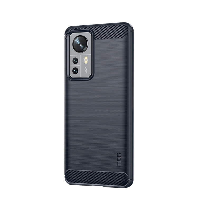 For Xiaomi 12 Pro MOFI Gentleness Brushed Carbon Fiber Soft TPU Case(Blue) - Xiaomi Cases by MOFI | Online Shopping South Africa | PMC Jewellery