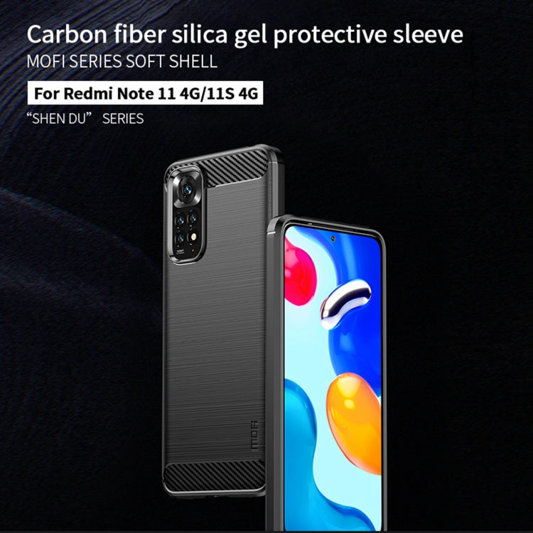 For Xiaomi Redmi Note 11 4G Global / Note 11S 4G MOFI Gentleness Brushed Carbon Fiber TPU Case(Black) - Xiaomi Cases by MOFI | Online Shopping South Africa | PMC Jewellery