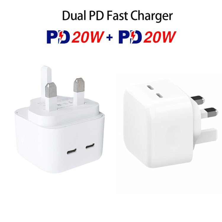 SDC-40W Dual PD USB-C / Type-C Charger for iPhone / iPad Series, UK Plug - USB Charger by PMC Jewellery | Online Shopping South Africa | PMC Jewellery | Buy Now Pay Later Mobicred