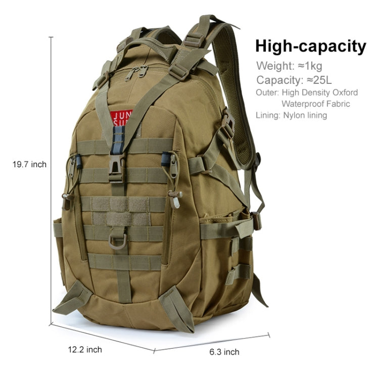 JUNSUNMAY J012 25L Waterproof Outdoor Sports Molle Rucksack Backpack with Reflective Stripe(Khaki) - Backpacks by JUNSUNMAY | Online Shopping South Africa | PMC Jewellery | Buy Now Pay Later Mobicred