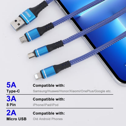 ENKAY ENK-CB121 1.5m 3 in 1 USB 3.0 to Type-C / 8 Pin / Micro USB 5A Fast Charging Cable(Blue) - Multifunction Cable by ENKAY | Online Shopping South Africa | PMC Jewellery | Buy Now Pay Later Mobicred