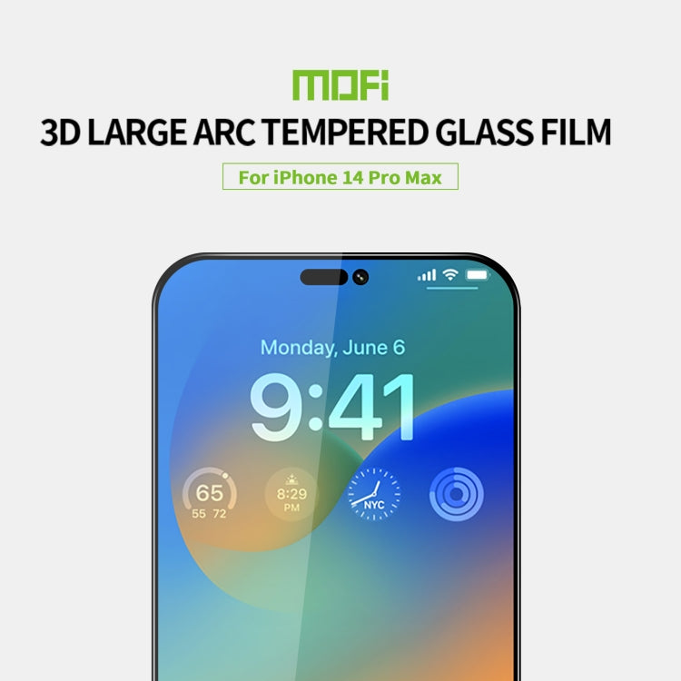 For iPhone 14 Pro Max MOFI 9H 3D Explosion-proof Curved Screen Tempered Glass Film(Black) - iPhone 14 Pro Max Tempered Glass by MOFI | Online Shopping South Africa | PMC TechLife