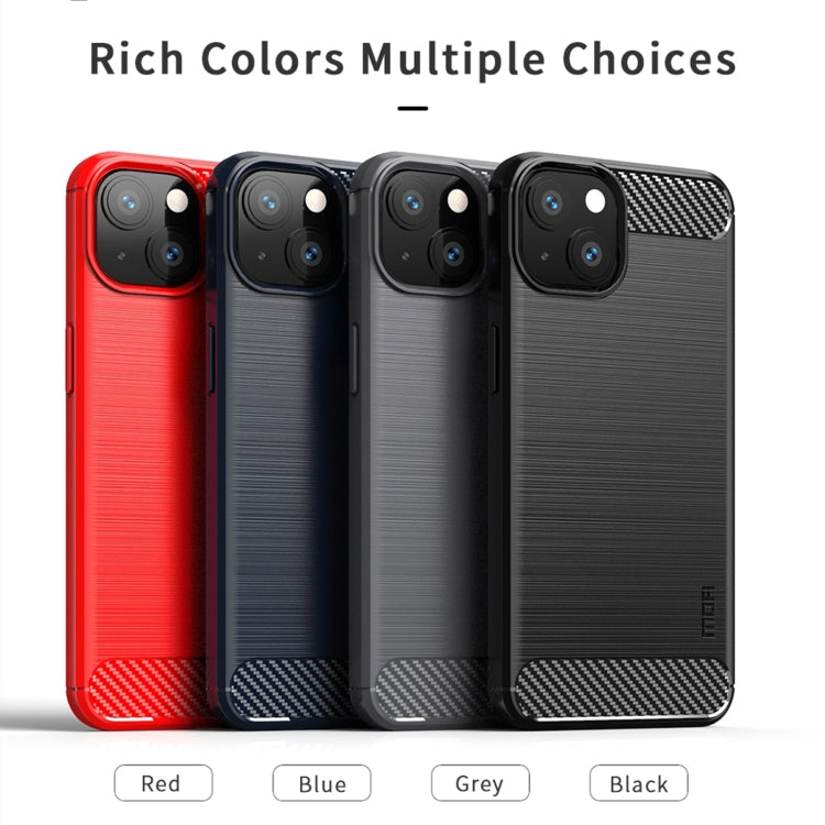 For iPhone 14 Plus MOFI Gentleness Brushed Texture Carbon Fiber TPU Phone Case  (Blue) - iPhone 14 Plus Cases by MOFI | Online Shopping South Africa | PMC TechLife
