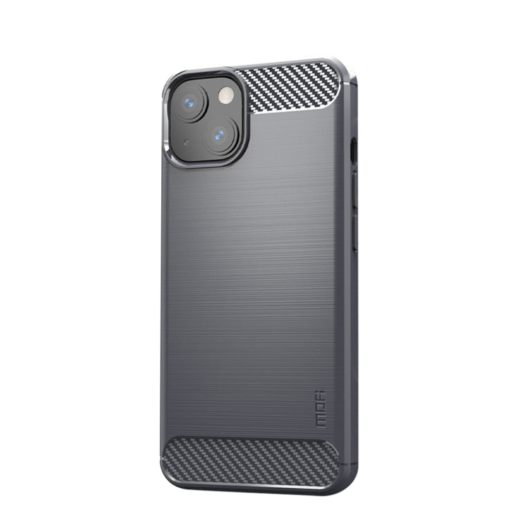 For iPhone 14 Plus MOFI Gentleness Brushed Texture Carbon Fiber TPU Phone Case  (Gray) - iPhone 14 Plus Cases by MOFI | Online Shopping South Africa | PMC Jewellery