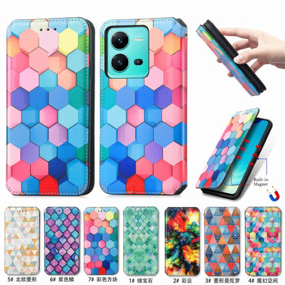 For vivo V25 CaseNeo Colorful Magnetic Leather Phone Case(Colorful Cloud) - vivo Cases by PMC Jewellery | Online Shopping South Africa | PMC Jewellery