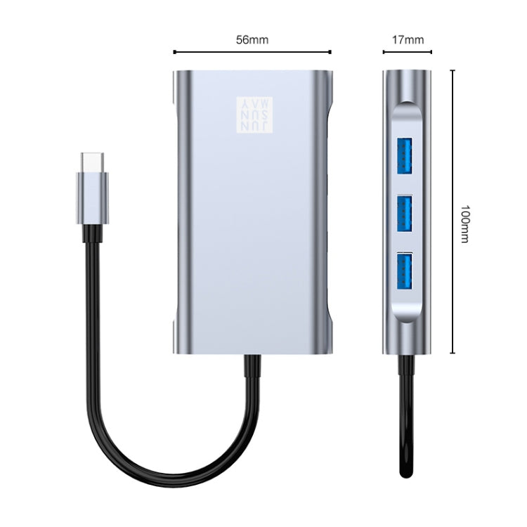 JUNSUNMAY 7 in 1 Type-C to 4K HDMI / VGA / Ethernet Docking Station Adapter USB-C Hub - free shipping - PMC Jewellery - Order now!