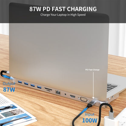 JUNSUNMAY 11 in 1 Multifunctional USB C Hub Docking Station Adapter SD/TF Card Reader - USB HUB by JUNSUNMAY | Online Shopping South Africa | PMC Jewellery | Buy Now Pay Later Mobicred