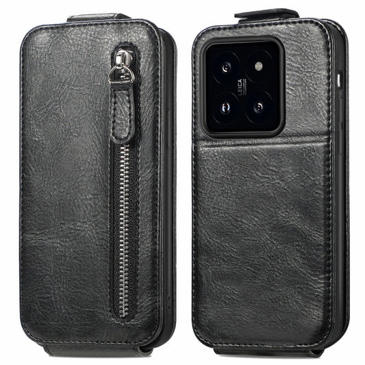 For Xiaomi 14 Pro Zipper Wallet Vertical Flip Leather Phone Case(Black) - 14 Pro Cases by PMC Jewellery | Online Shopping South Africa | PMC Jewellery | Buy Now Pay Later Mobicred