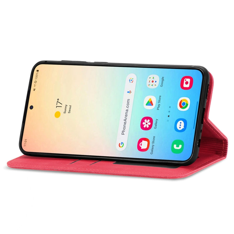 For Samsung Galaxy S25 5G Retro Skin Feel Magnetic Leather Phone Case(Red) - Galaxy S25 5G Cases by PMC Jewellery | Online Shopping South Africa | PMC Jewellery | Buy Now Pay Later Mobicred