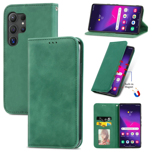 For Samsung Galaxy S25 Ultra 5G Retro Skin Feel Magnetic Leather Phone Case(Green) - Galaxy S25 Ultra 5G Cases by PMC Jewellery | Online Shopping South Africa | PMC Jewellery | Buy Now Pay Later Mobicred