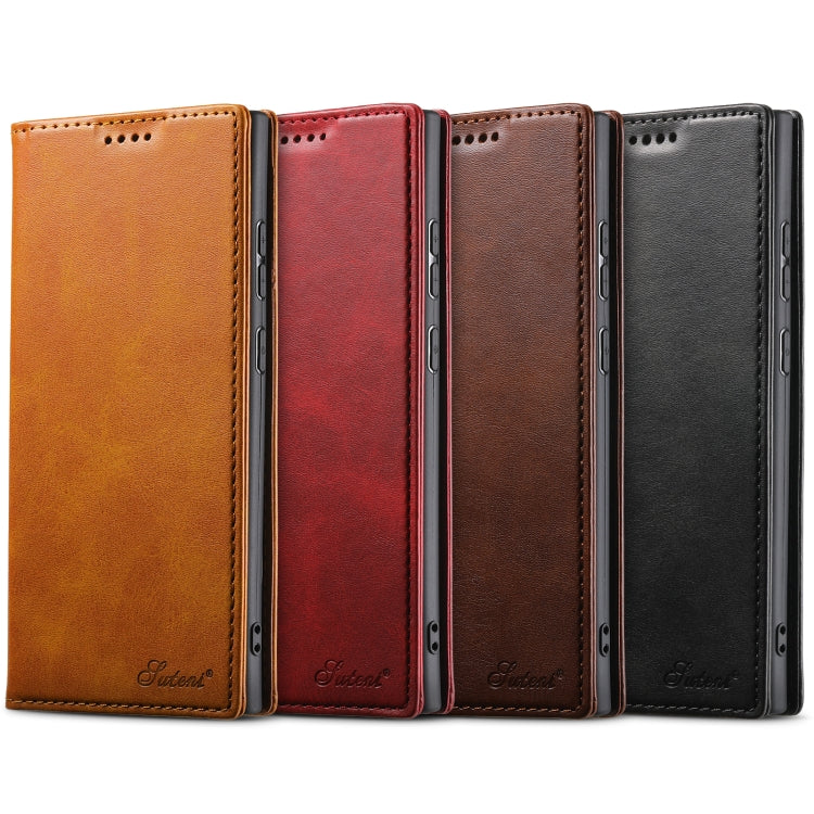 For Samsung Galaxy S24+ 5G Suteni Calf Texture Horizontal Flip Leather Phone Case(Brown) - Galaxy S24+ 5G Cases by Suteni | Online Shopping South Africa | PMC Jewellery | Buy Now Pay Later Mobicred