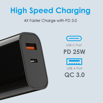 NORTHJO NOPD2502 PD 25W USB-C/Type-C + QC 3.0 USB Dual Ports Fast Charger, Plug Type:UK Plug(Black) - USB Charger by NORTHJO | Online Shopping South Africa | PMC Jewellery | Buy Now Pay Later Mobicred