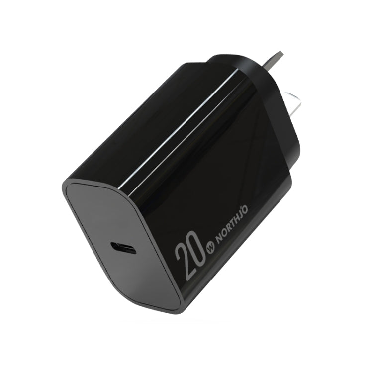 NORTHJO NOPD2001 PD 20W USB-C / Type-C Single Port Fast Charger, Plug Type:AU Plug(Black) - USB Charger by NORTHJO | Online Shopping South Africa | PMC Jewellery | Buy Now Pay Later Mobicred