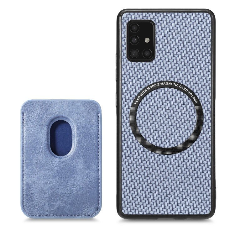 For Samsung Galaxy A51 5G Carbon Fiber Leather Card Magsafe Magnetic Phone Case(Blue) - Galaxy Phone Cases by PMC Jewellery | Online Shopping South Africa | PMC Jewellery