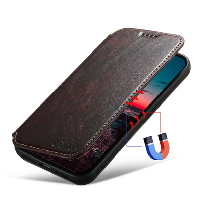 For iPhone 12 / 12 Pro Suteni J05 Leather Magnetic Magsafe Phone Case(Brown) - iPhone 12 / 12 Pro Cases by Suteni | Online Shopping South Africa | PMC Jewellery | Buy Now Pay Later Mobicred