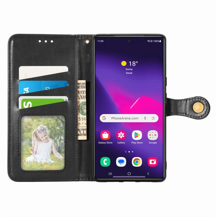 For Samsung Galaxy S25 Ultra 5G Retro Solid Color Buckle Leather Phone Case(Black) - Galaxy S25 Ultra 5G Cases by PMC Jewellery | Online Shopping South Africa | PMC Jewellery | Buy Now Pay Later Mobicred