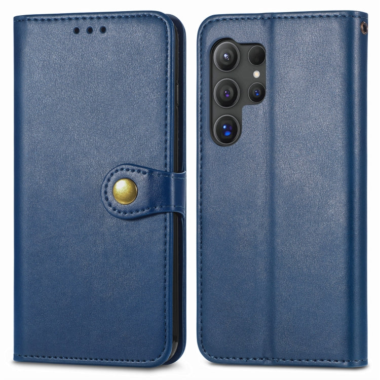 For Samsung Galaxy S25+ 5G Retro Solid Color Buckle Leather Phone Case(Blue) - Galaxy S25+ 5G Cases by PMC Jewellery | Online Shopping South Africa | PMC Jewellery | Buy Now Pay Later Mobicred