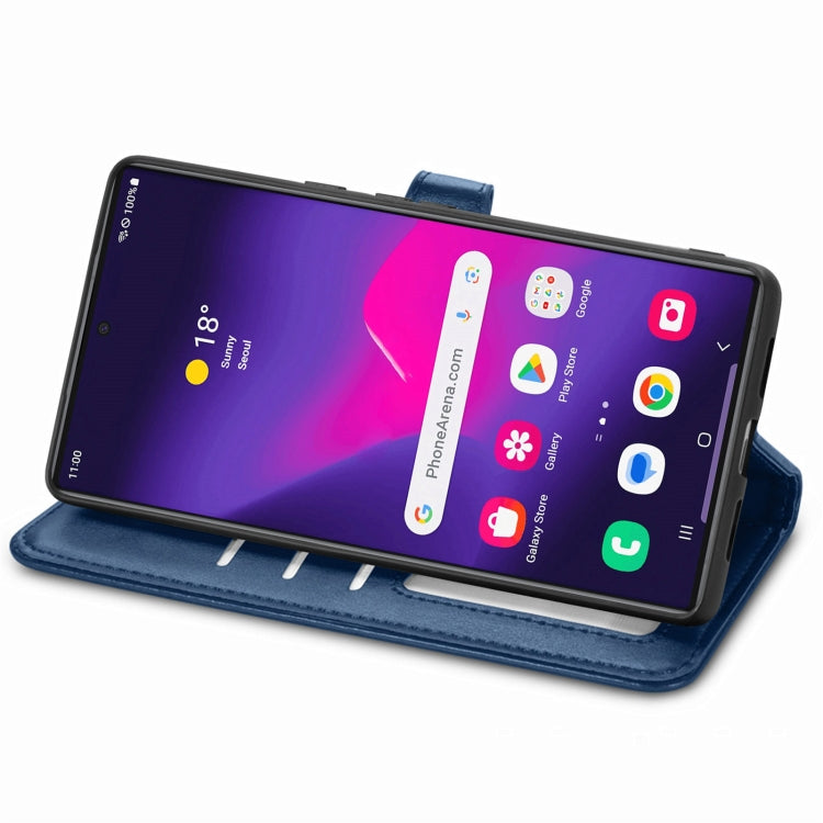 For Samsung Galaxy S25+ 5G Retro Solid Color Buckle Leather Phone Case(Blue) - Galaxy S25+ 5G Cases by PMC Jewellery | Online Shopping South Africa | PMC Jewellery | Buy Now Pay Later Mobicred