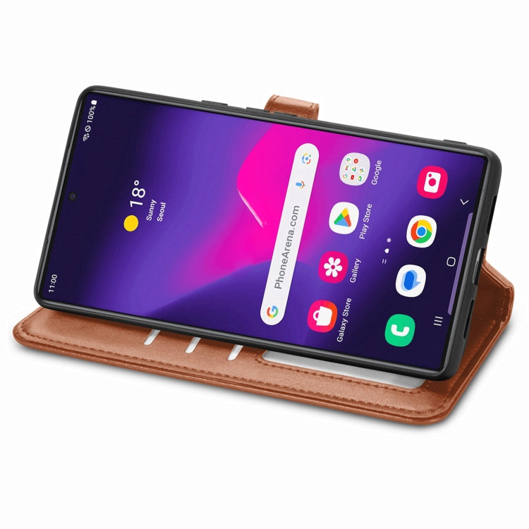 For Samsung Galaxy S25 5G Retro Solid Color Buckle Leather Phone Case(Brown) - Galaxy S25 5G Cases by PMC Jewellery | Online Shopping South Africa | PMC Jewellery | Buy Now Pay Later Mobicred