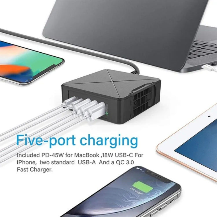 PD-75 Desktop PD Type-C USB QC 3.0 Fast Mobile Phone Charging Station Multifunctional Wireless Charger(AU Plug) - Multifunction Charger by PMC Jewellery | Online Shopping South Africa | PMC Jewellery | Buy Now Pay Later Mobicred