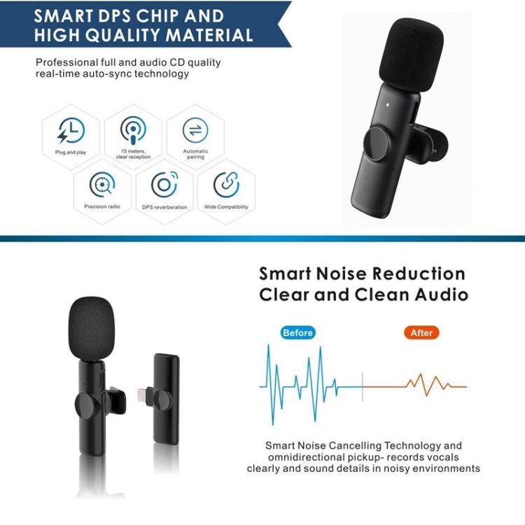 Bluetooth  Mini Microphone Wireless Lavalier Noise Reduction Microphone for iPhone / iPad, with 8 Pin Receiver & Single Microphone - Microphone by PMC Jewellery | Online Shopping South Africa | PMC Jewellery