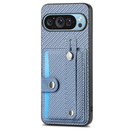 For Google Pixel 9 Wristband Kickstand Card Wallet Back Cover Phone Case with Tool Knife(Blue) - Google Cases by PMC Jewellery | Online Shopping South Africa | PMC Jewellery | Buy Now Pay Later Mobicred