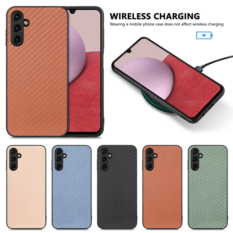 For Samsung Galaxy S25 5G Carbon Fiber Texture Leather Back Cover Phone Case(Khaki) - Galaxy Phone Cases by PMC Jewellery | Online Shopping South Africa | PMC Jewellery | Buy Now Pay Later Mobicred