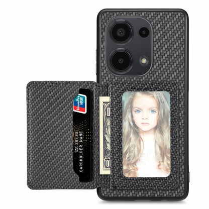 For Redmi Note 13 Pro 4G Carbon Fiber Magnetic Card Bag Phone Case(Black) - Note 13 Pro Cases by PMC Jewellery | Online Shopping South Africa | PMC Jewellery | Buy Now Pay Later Mobicred