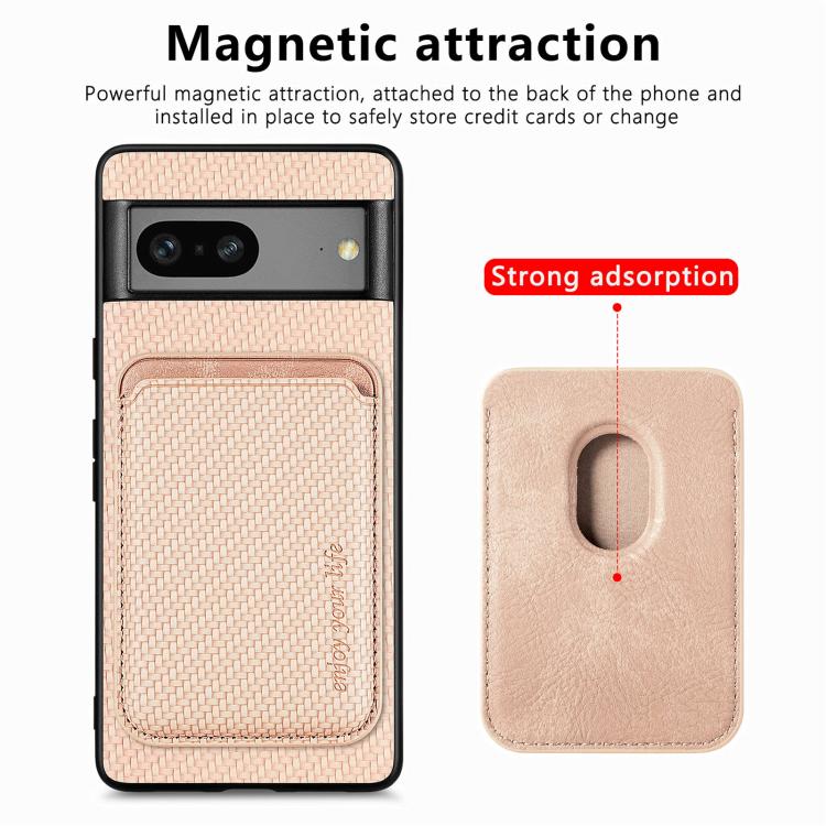 For Google Pixel 7 Carbon Fiber Leather Card Magsafe Phone Case(Khaki) - free shipping - PMC TechLife - Order now!
