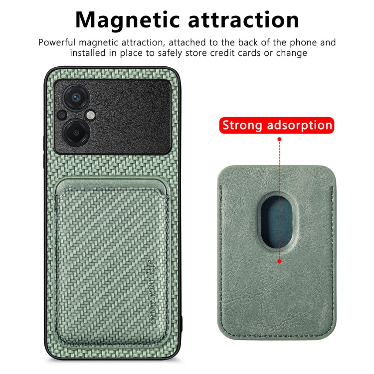 For Xiaomi POCO M5 4G Carbon Fiber Leather Card Magsafe Phone Case(Green) - Xiaomi Cases by PMC Jewellery | Online Shopping South Africa | PMC Jewellery