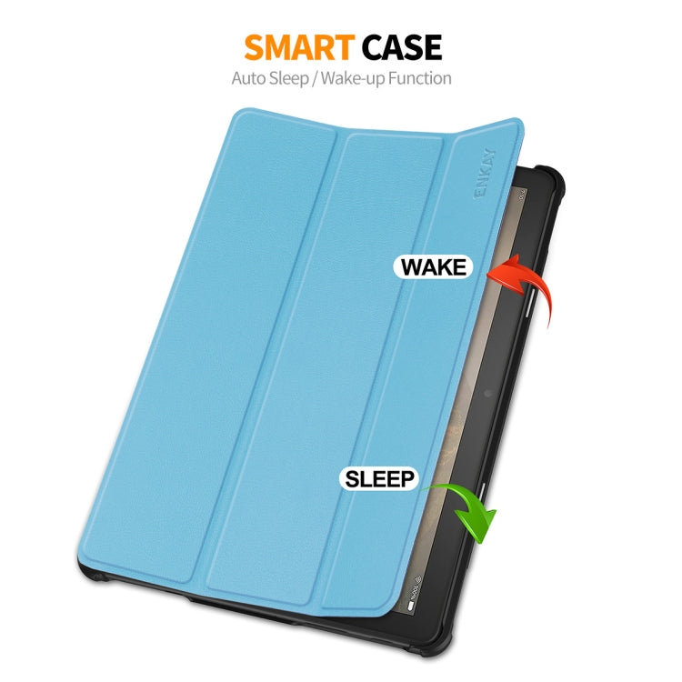 For Amazon Fire HD 10 2023 ENKAY ENKAY Tri-fold Custer Texture Leather Smart Tablet Case(Grey) - Amazon by ENKAY | Online Shopping South Africa | PMC TechLife | Buy Now Pay Later Mobicred