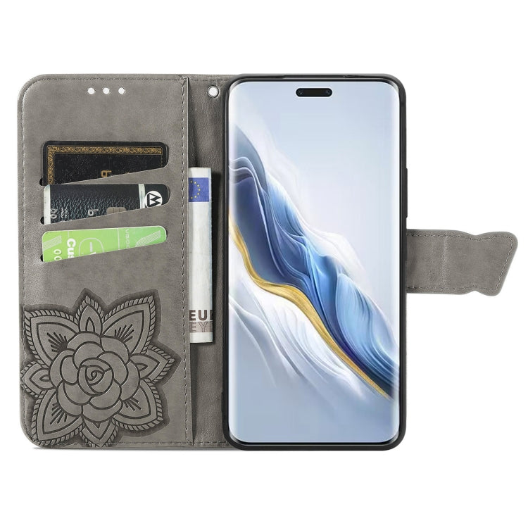 For Honor Magic6 Pro Butterfly Love Flower Embossed Leather Phone Case(Gray) - Honor Cases by PMC Jewellery | Online Shopping South Africa | PMC Jewellery | Buy Now Pay Later Mobicred