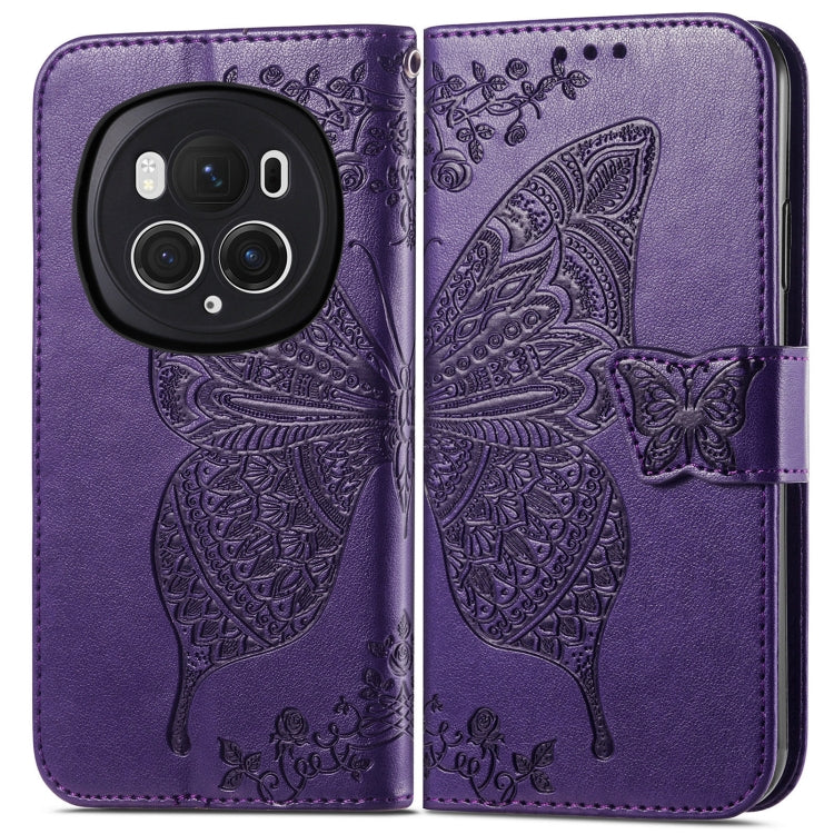 For Honor Magic6 Pro Butterfly Love Flower Embossed Leather Phone Case(Dark Purple) - Honor Cases by PMC Jewellery | Online Shopping South Africa | PMC Jewellery | Buy Now Pay Later Mobicred