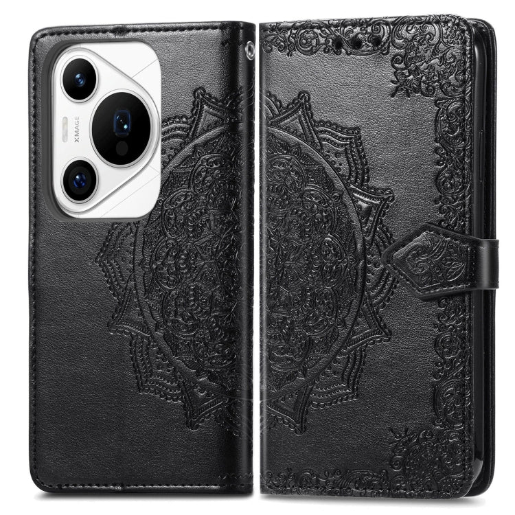 For Huawei Pura 70 Pro Mandala Flower Embossed Leather Phone Case(Black) - Huawei Cases by PMC Jewellery | Online Shopping South Africa | PMC Jewellery | Buy Now Pay Later Mobicred