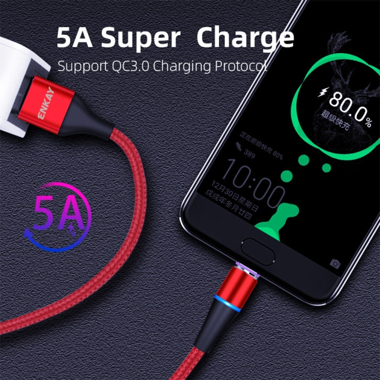 ENKAY 2 in 1 5A USB to Type-C + 8 Pin Magnetic Fast Charging Data Cable with LED Light, Length: 1m(Red) - Charging Cable & Head by ENKAY | Online Shopping South Africa | PMC Jewellery | Buy Now Pay Later Mobicred