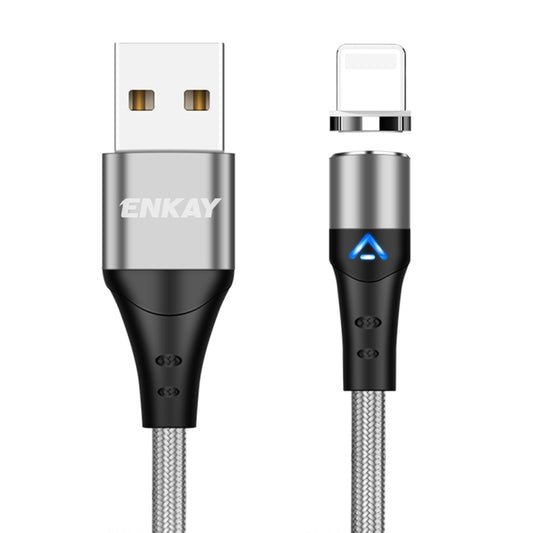 ENKAY 3A USB to 8 Pin Magnetic Fast Charging Data Cable with LED Light, Length:1m(Silver) - Charging Cable & Head by ENKAY | Online Shopping South Africa | PMC Jewellery | Buy Now Pay Later Mobicred