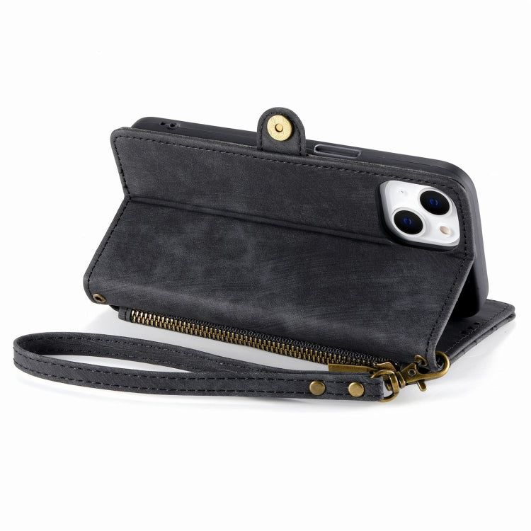 For iPhone 12 / 12 Pro Geometric Zipper Wallet Side Buckle Leather Phone Case(Black) - free shipping - PMC TechLife - Order now!