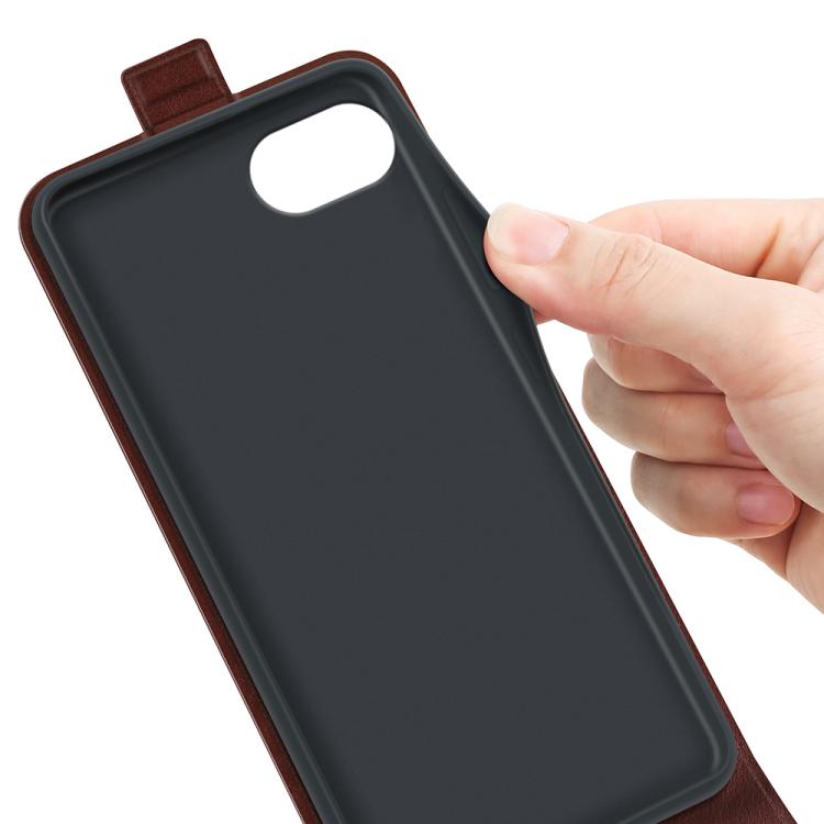 For iPhone 16e R64 Texture Single Vertical Flip Leather Phone Case(Brown) - iPhone 16e Cases by PMC TechLife | Online Shopping South Africa | PMC TechLife | Buy Now Pay Later Mobicred