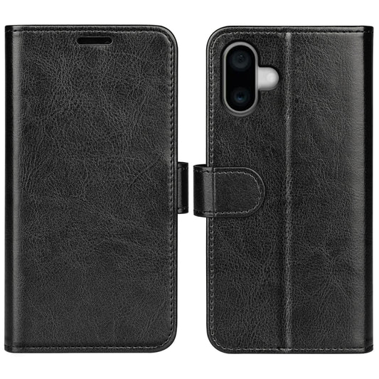 For iPhone 16 Plus R64 Texture Horizontal Flip Leather Phone Case(Black) - iPhone 16 Plus Cases by PMC Jewellery | Online Shopping South Africa | PMC Jewellery | Buy Now Pay Later Mobicred