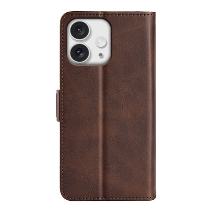 For iPhone 16 Pro Dual-side Magnetic Buckle Horizontal Flip Leather Phone Case(Brown) - iPhone 16 Pro Cases by PMC Jewellery | Online Shopping South Africa | PMC Jewellery | Buy Now Pay Later Mobicred