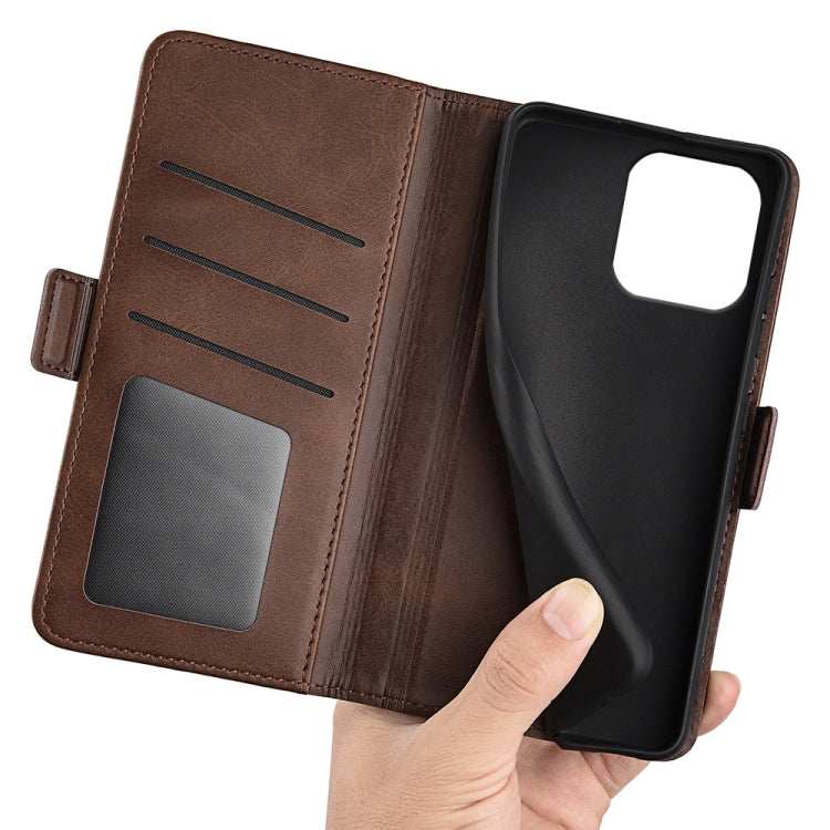 For iPhone 16 Pro Dual-side Magnetic Buckle Horizontal Flip Leather Phone Case(Brown) - iPhone 16 Pro Cases by PMC TechLife | Online Shopping South Africa | PMC TechLife | Buy Now Pay Later Mobicred
