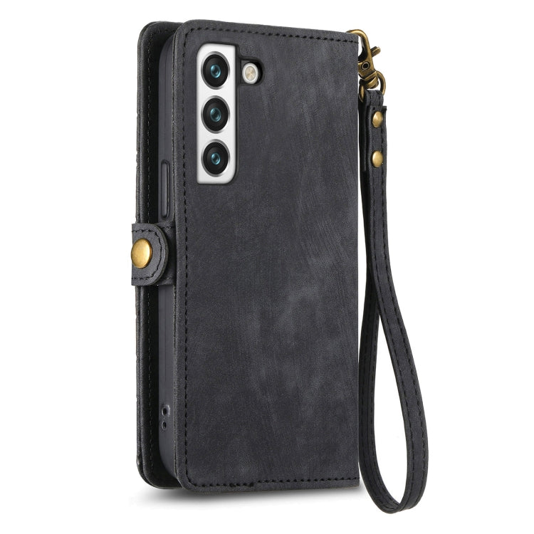 For Samsung Galaxy S21+ 5G Geometric Zipper Wallet Side Buckle Leather Phone Case(Black) - free shipping - PMC TechLife - Order now!