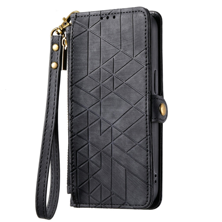 For Samsung Galaxy S20+ Geometric Zipper Wallet Side Buckle Leather Phone Case(Black) - free shipping - PMC TechLife - Order now!