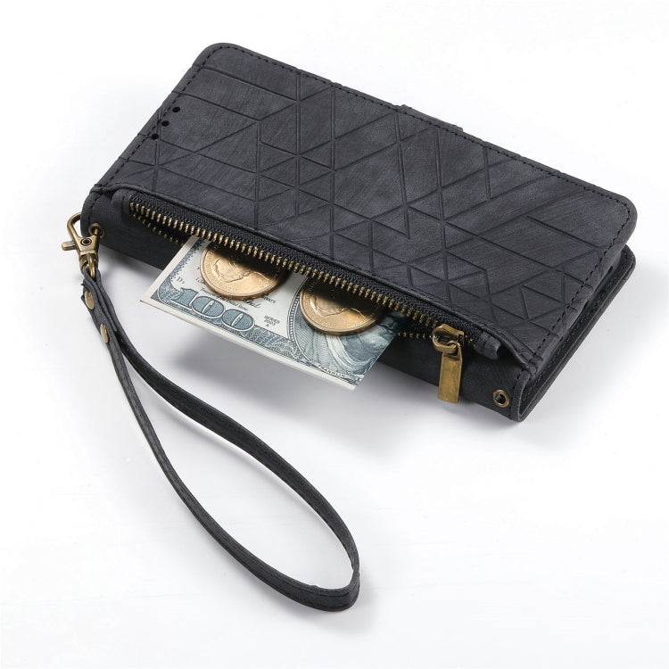 For Samsung Galaxy S20+ Geometric Zipper Wallet Side Buckle Leather Phone Case(Black) - free shipping - PMC TechLife - Order now!
