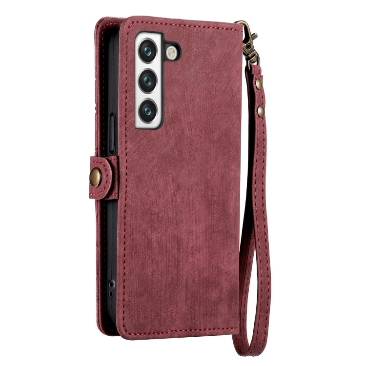 For Samsung Galaxy S20 FE Geometric Zipper Wallet Side Buckle Leather Phone Case(Red) - free shipping - PMC TechLife - Order now!