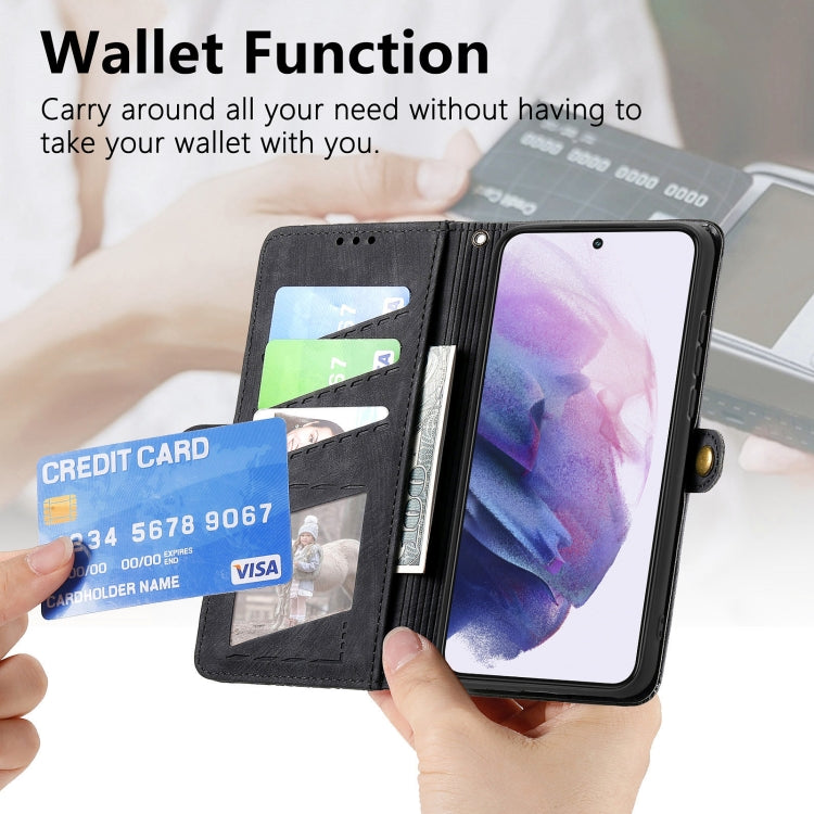 For Samsung Galaxy S20 FE Geometric Zipper Wallet Side Buckle Leather Phone Case(Black) - free shipping - PMC TechLife - Order now!